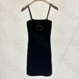 Modello di perline Black Slip Dress Women Design retrò sottile Summer Dress Sexy Gonna elastica alta