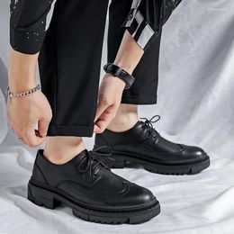 Casual Shoes Brand Men Formal Dress Shoe Black Leather Lace Up Platform Business For Wedding Party Office