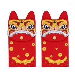 Gift Wrap 2 Pcs Chinese Silk Embroidery Red Envelopes Lucky Money Pockets For Year Spring Festival Birthday & Wedding Tiger