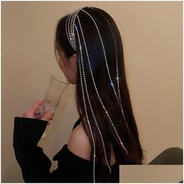 Headbands New Fl Rhinestone Headband For Hair Women Long Tassel Crystal Accessories Wedding Jewellery Drop Delivery Hairjewelry Dhlh5