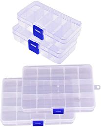 Jewellery Organiser 15 Grids Transparent Plastic Beads Organisers Earring Rings Storage Containers Display Case Storage Box3350750