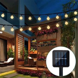 Solar String Lights Outdoor 50 Led Crystal Globe Lights with 8 Modes Waterproof Solar Powered Patio Light for Garden Party Decor