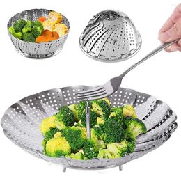 Double Boilers Expandable Stainless Steel Steamer Basket Vegetable Collapsible Steam Cooking Insert For Steaming Food