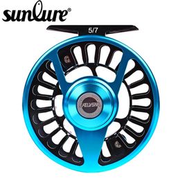 Sunlure Aluminum Fly Fishing 57 79 910 WT Wheel Blue Black Color Reel CNC Machine Right Left Handle 240522