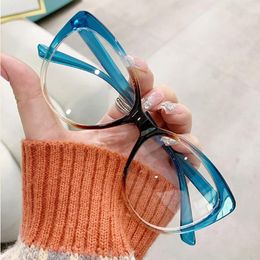 Sunglasses Cat Eye Anti Blue Light Glasses Women Myopia Frames Optical Fashion Vintage Contrasting Colour Splicing Eyeglasses