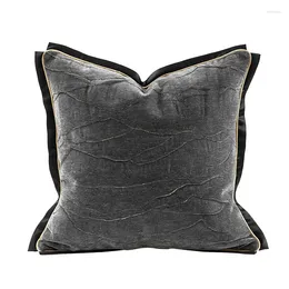 Pillow Decorative Textured Chenille Square Throw Cases Covers For Sofa Couch Bed 18x18 45cm Dark Grey