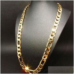 Chains New Heavy 94G 12Mm 24K Yellow Solid Gold Filled Mens Necklace Curb Chain Jewellery Drop Delivery Necklaces Pendants Ot6Up