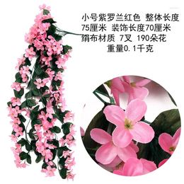 Decorative Flowers 2pc 90cm Charming Hanging Basket Artificial Violet Flower Wedding Orchid Wall Decoration