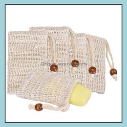 Soap Dishes Pouch Natural Ramie Mesh Bar Scrub Bag For Lathering Exfoliating And Drying The Homemade With Dstring Drop Delivery Home Otnwo