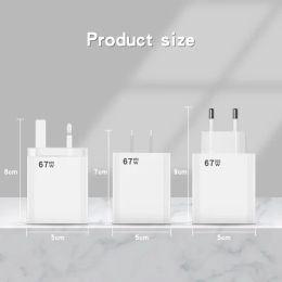 67W Fast Charger USB 10A Cable For Xiaomi 13 12 Pro EU/US/UK Adapter Standard Charge Universal Mobile Phone Charging Cable Set