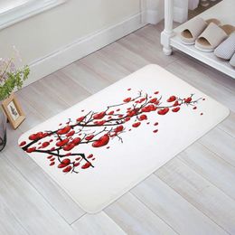 Carpets Red Heart Shaped Flowers Branches Art Kitchen Floor Mat Living Room Decor Carpet Home Hallway Entrance Doormat Anti Slip Rug