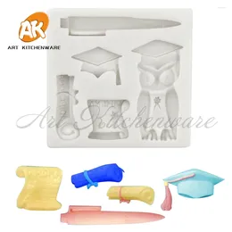 Baking Moulds Bachelor Cap Silicone Molds Fondant Mold Cake Decorating Tools Chocolate Wedding Decoration Mould