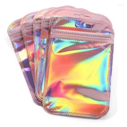 Gift Wrap 50Pcs Self-Sealing Laser Small Plastic Bags For Jewelry Pouch With Clear Display Window DIY Packaging Storage Bag