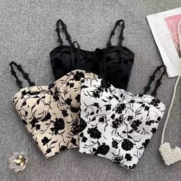 ITOOLIN Women Sweet Elastic Camis Underwear Padded Bra Spaghetti Cute Crop Tops Print Tank For Summer 2023 240514
