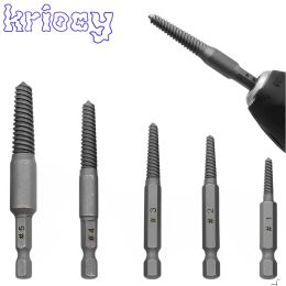 5pcs Screw Extractor Center Drill Bits Guide Set Broken Damaged Bolt Remover Hex Shank and Spanner for Broken Hand Tools