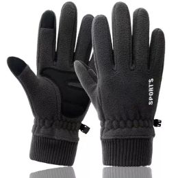 Thickened Fleece Gloves Women Men Winter Thermal Warm Finger Flap Touchscreen Glove Outdoor Windproof Running Non-slip Mittens