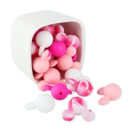 10pcs Cute Mouse Baby Silicone Beads Teething Toy Soft Chew Teether Food Grade BPA Free DIY Necklace Pendant Making Jewellery Bead