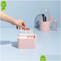 Tissue Boxes & Napkins New Cute Double-Layer Cotton B Makeup Organizer Storage Box Portable Container Pad Holder Cosmetics Drop Delive Dhmy6