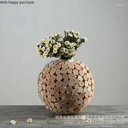 Vases Handmade Vase Creative Wooden Home Decor Accessories Desktop Dried Flower Ornament Crafts Decorative Gift