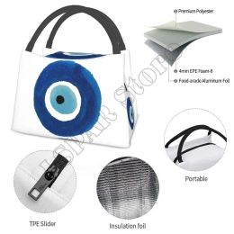 Custom Watercolor Evil Eye Nazar Painting Lunch Bags Women Warm Cooler Insulated Lunch Boxes for Work Pinic or Travel