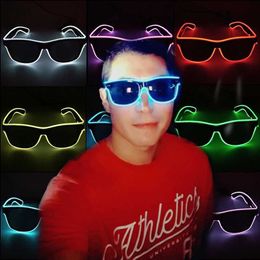 LED Toys 10 coloured light EL Neon glasses LED sunglasses Bar party DJ lights off the light up glasses Glow party materials Q240524