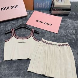 Women's Suits & Blazers Mm24 Fashionable Embroidered Letter Minimalist Vest+short Skirt Set