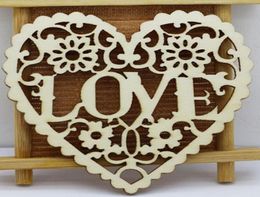 LOVE hearts shape wooden crafts with holes Wedding Decoration Laser Cut Wood Casamento Heart Embellishment Wooden Shape Craft WT078183708