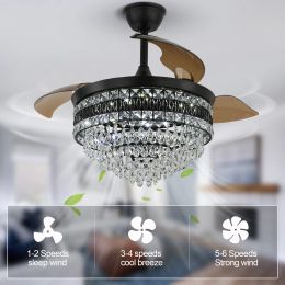 Modern Smart Ceiling Fan APP RC Adjustable 6 Level Speed Pendant Lighting Luminaire Bedroom 3 Heads Led Fandelier Lamp Indoor