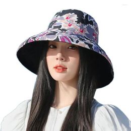 Berets 1 PC Double Sided Fisherman Hat For Women In South Korea Spring/Summer Print Large Brim Sun Versatile Casual