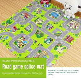 Play Mats 9pcs/lot Baby Play Mat Children Rug Soft Floor Toys Road Traffic Soft Floor Home Decor EVA Kids Foam Puzzles Kids Carpet Playmat
