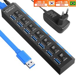 USB 3 0 HUB Multi USB Splitter 3.0 Hab Power Adapter Multiple Expander 2.0 4/7 Port Computer Accessories For PC Laptop