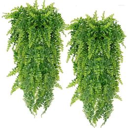 Decorative Flowers 4pcs 90cm Persian Fern Leaves Vines Home Room Decor Hanging Artificial Plant Plastic Leaf Grass Wedding Balcony