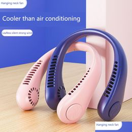 Usb Gadgets Portable Hanging Neck Fan Mini Electric Wireless Rechargeable Bladeless Mute Fans Air Conditioning Cooler For Sports Drop Otk0X