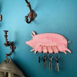 Piggy Key Ring Wall Sculpture Decorative Holder Hanging Board key Chain Pendant Decoration Cat Door Hook Clothes Hanger 240521