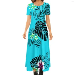 Casual Dresses Summer Women'S Crew Neck Short Sleeve Dress Polynesian Hawaiian Tribe Design 8xl Party Evening