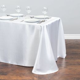 Satin fabric Tablecloth Hotel banquet wedding party Decor solid color white rectangle round smooth surface cloth table cover