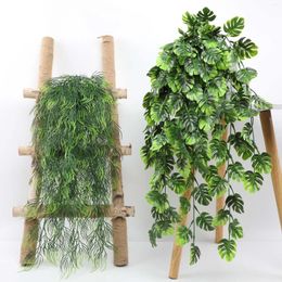 Decorative Flowers 90cm Persian Fern Leaves Vines Home Room Decor Hanging Artificial Plant Plastic Leaf Grass Wedding Party Wall Balcony