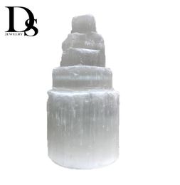 Natural Raw Selenite Rockery Crystal Gemstone Tower Meditation Reiki Healing Mental Clarity Satin Spar Lamp Mineral Specimen energ4363987