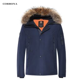 Corbona High Winter Winter Park Coat Long Eversize Real Fur Hood Jitril Military Male Male Jukets Pated Fleece Cloths 2023