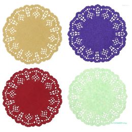 Table Mats 3.5'' Coloured Flower Lace Round Paper Doilies Placemat Craft Doyleys Wedding Birthday Tableware Decoration 100pcs