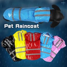 Dog Apparel Reflective PU Dogs Rain Coat With Cap Cats Puppy Waterproof Jacket Hooded Cute Coloured Pet Raincoat Multiple Sizes