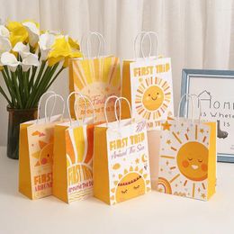 Gift Wrap 6Pcs Sun Theme Paper Kraft Packing Bags Shopping Bag First Trip Candy For Wedding Baby Shower Birthday