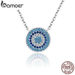 Pendant Necklaces BAMOER Authentic 925 Sterling Silver Blue Evil Eye Necklace Womens Lucky Pendant Necklace Fashion Jewellery SCN099 S2452599 S2452466