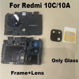 1PCS For Xiaomi Redmi 10C 10A Back Glass Lens Rear Camera Glass With Frame Cover Glue Sticker Adhesive