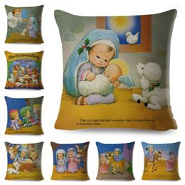 Pillow Merry Christmas Storey Cover Decor Cartoon Fairy Tale Case For Children Room Sofa Home Polyester Pillowcase 45x45