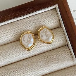 Stud Earrings Korean Irregular Baroque Imitation Pearl Earring For Women Gold Colour Geometric Jewellery Simple Valentine's Day Gift