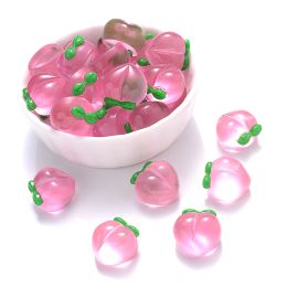 iYOE Pink Transparent Peach Beads Resin Fruit Beads For Jewellery Making Bracelet Necklace Pendant DIY Craft Ornament