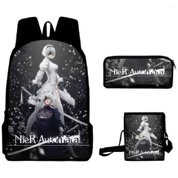 Backpack Creative Fashion NieR Automata 3D Print 3pcs/Set Pupil School Bags Laptop Daypack Inclined Shoulder Bag Pencil Case