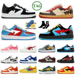 Top Fashion Womens Mens SK8 Stas BapeShoes Trainers Low OG Original Camouflage Patent Flat Designer Casual Shoes Platform Leather Jogging Calfskin Silver Sneakers