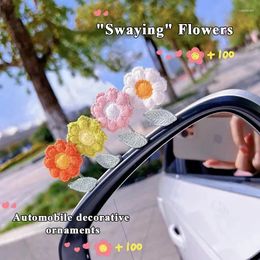 Decorative Flowers Ins Crochet Flower Decorations Creative Sunflower Car Ornament Artificial Desktop Decor Cute Room Home Office Gift